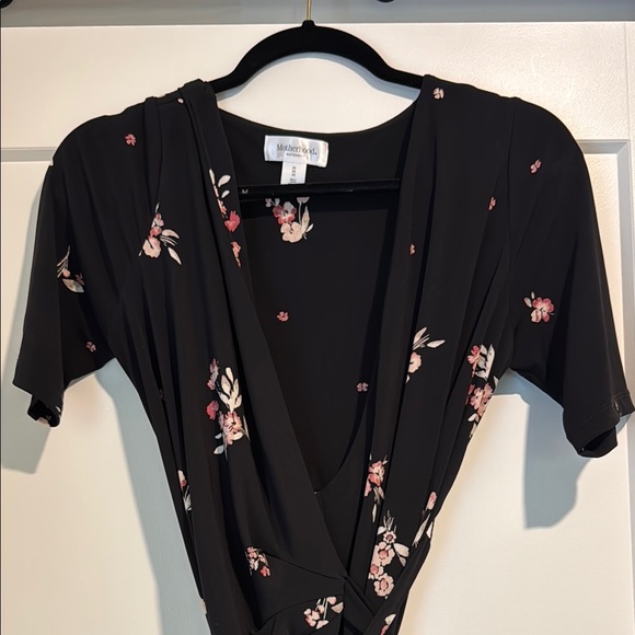 Maternity Black Floral Wrap Dress - Picture 1 of 4